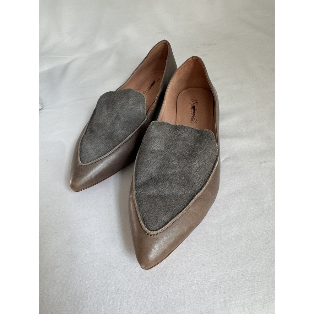 MADEWELL Smoked Graphite Taupe Calf Hair Slip-On Loafers Size 7